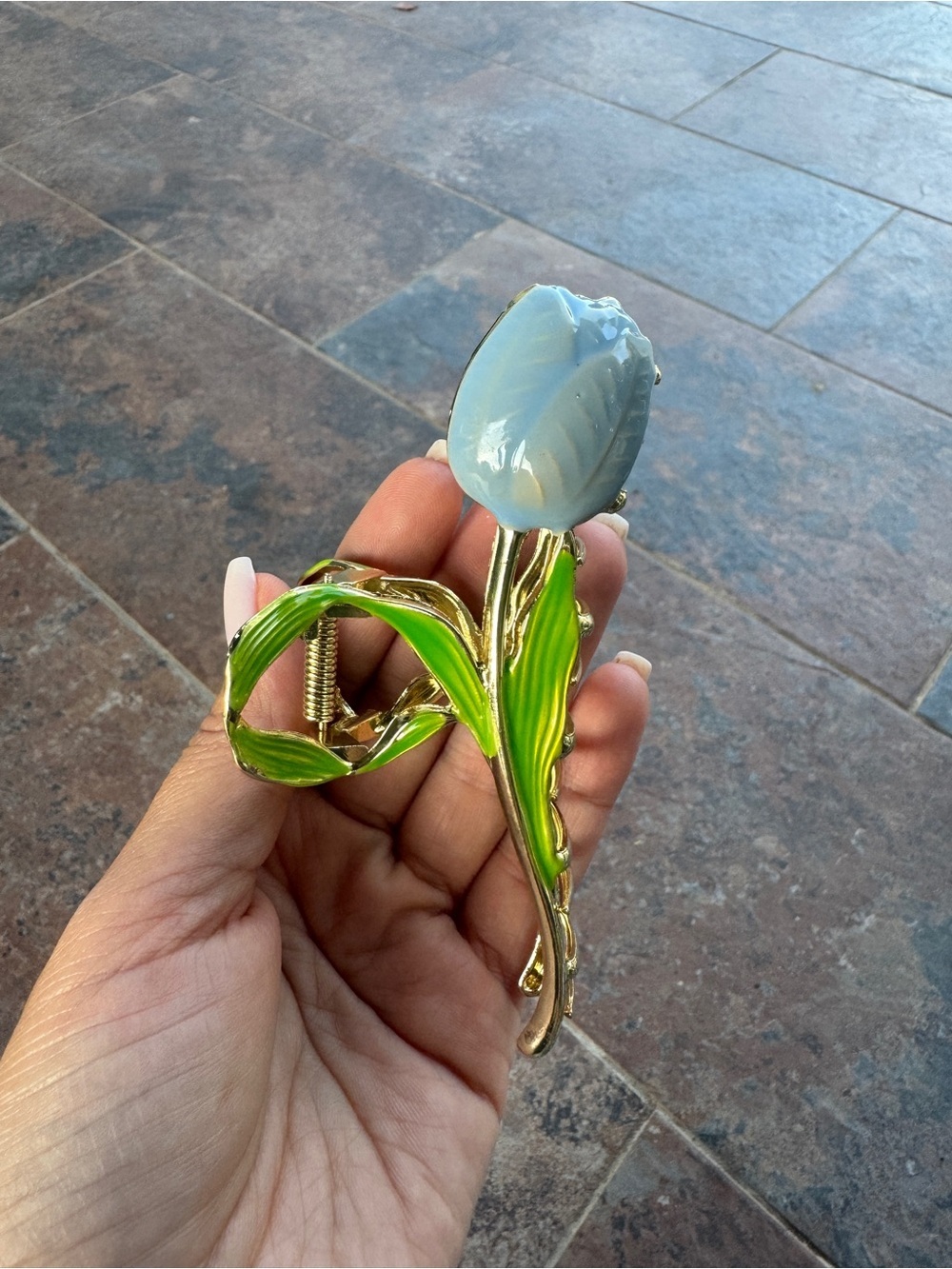 Blue Gold Tulip Hair Clip - Picture 1 of 3